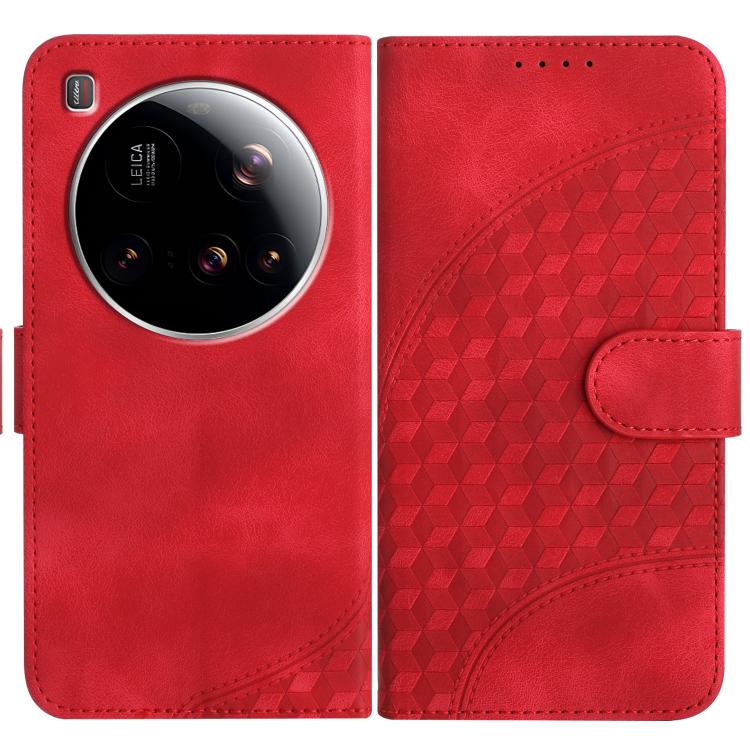 

For Xiaomi 15 Ultra Elephant Head Embossed Phone Leather Case with Lanyard(Red)