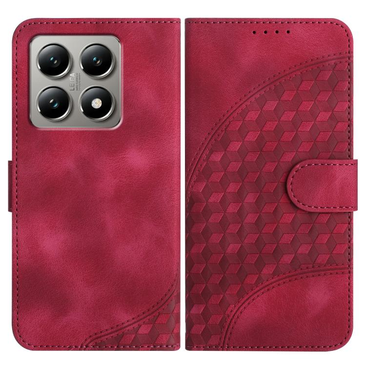 

For Xiaomi 15T 5G Elephant Head Embossed Phone Leather Case with Lanyard(Rose Red)