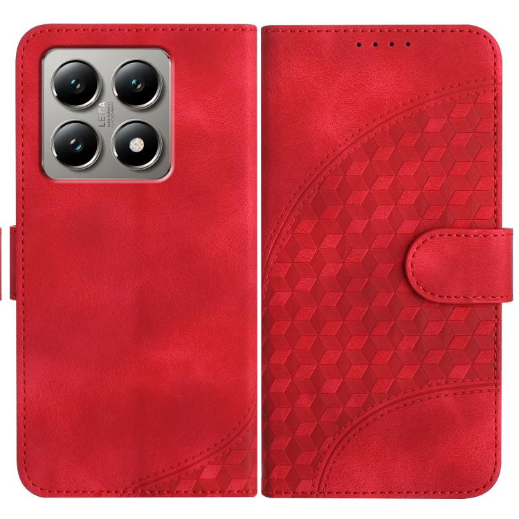 

For Xiaomi 15T 5G Elephant Head Embossed Phone Leather Case with Lanyard(Red)