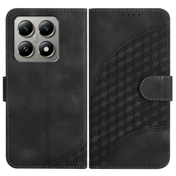 

For Xiaomi 15T Pro 5G Elephant Head Embossed Phone Leather Case with Lanyard(Black)