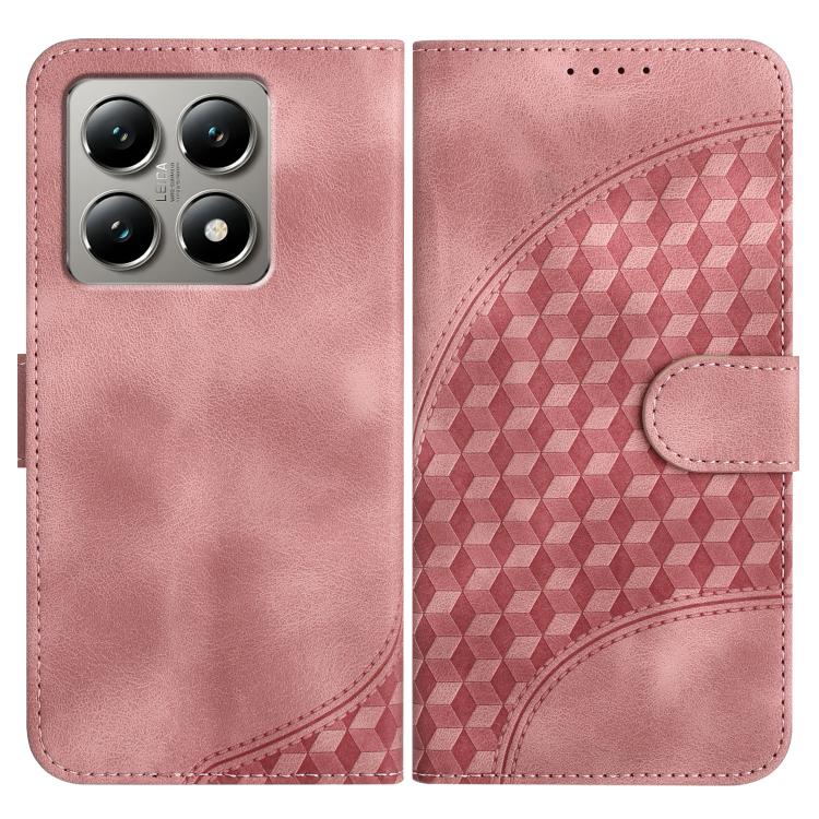 

For Xiaomi 15T Pro 5G Elephant Head Embossed Phone Leather Case with Lanyard(Pink)