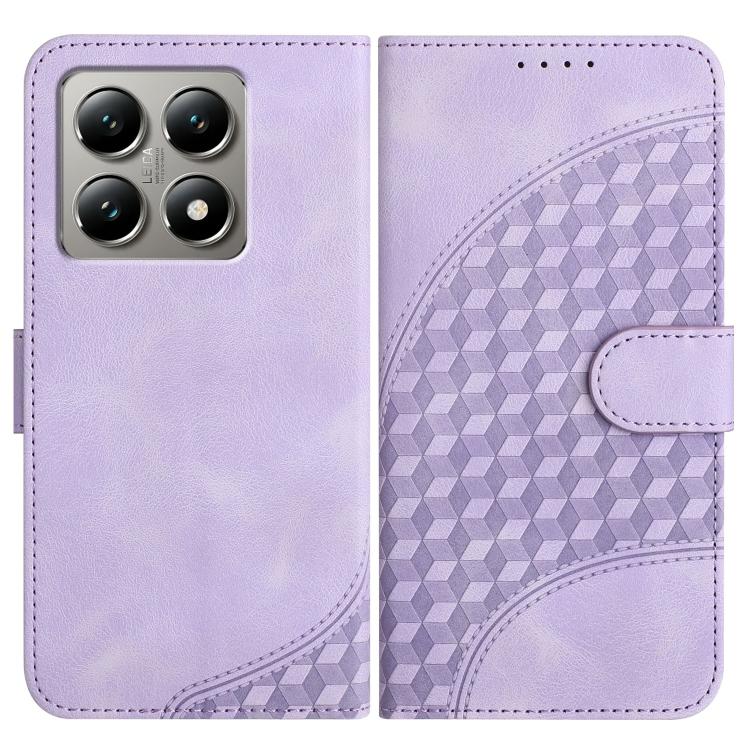 

For Xiaomi 15T Pro 5G Elephant Head Embossed Phone Leather Case with Lanyard(Light Purple)