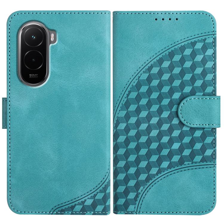 

For Xiaomi Poco M7 4G 169mm Elephant Head Embossed Phone Leather Case with Lanyard(Light Blue)