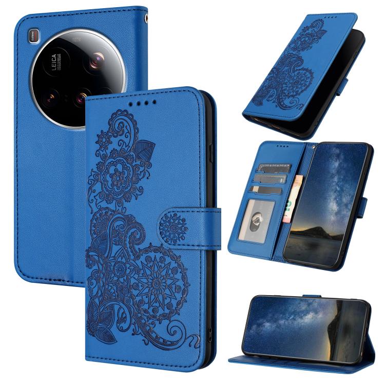 

For Xiaomi 15 Ultra Datura Flower Embossed Flip Leather Phone Case(Blue)
