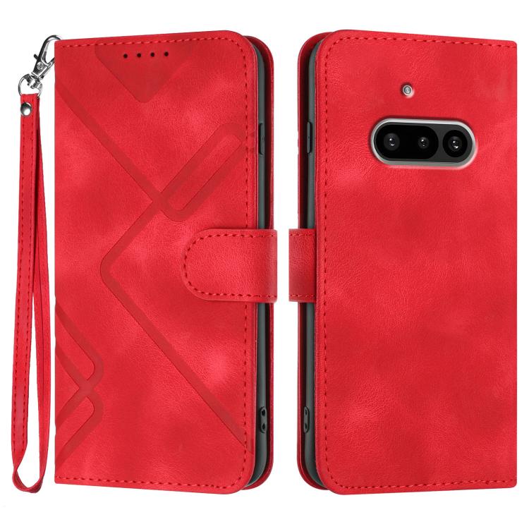 

For Nothing Phone 3a Line Pattern Skin Feel Leather Phone Case(Red)