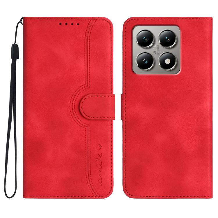 

For Xiaomi 15T Pro 5G Heart Pattern Skin Feel Leather Phone Case(Red)