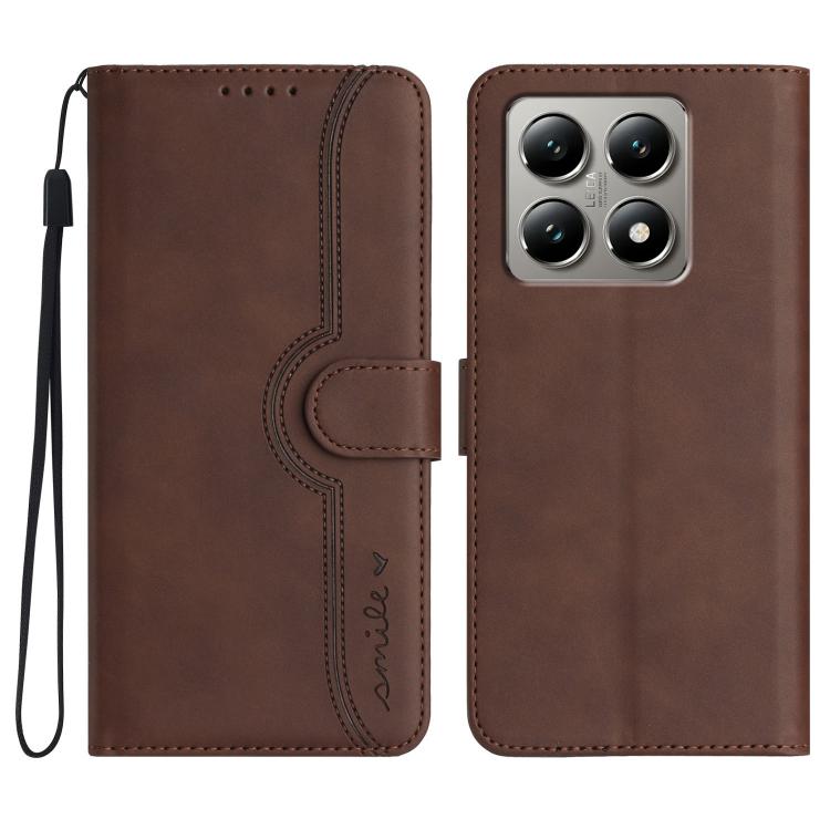 

For Xiaomi 15T Pro 5G Heart Pattern Skin Feel Leather Phone Case(Brown)