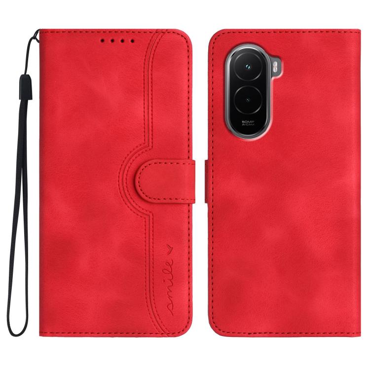 

For Xiaomi Poco M7 4G 169mm Heart Pattern Skin Feel Leather Phone Case(Red)