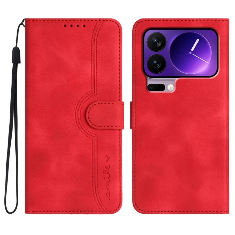 

For Xiaomi 17 Pro Heart Pattern Skin Feel Leather Phone Case(Red)