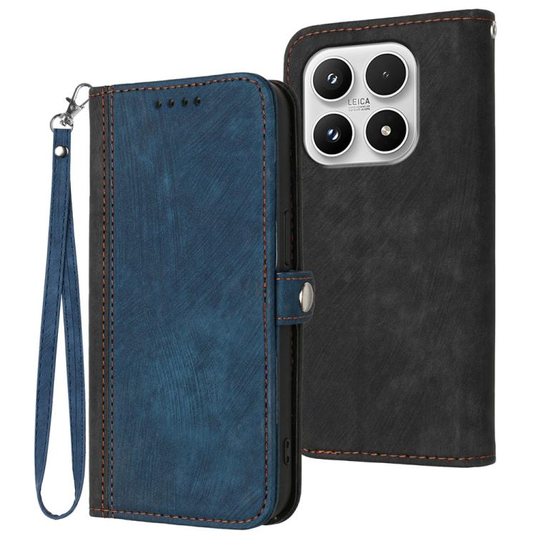 

For Xiaomi 17 Side Buckle Double Fold Hand Strap Leather Phone Case(Royal Blue)