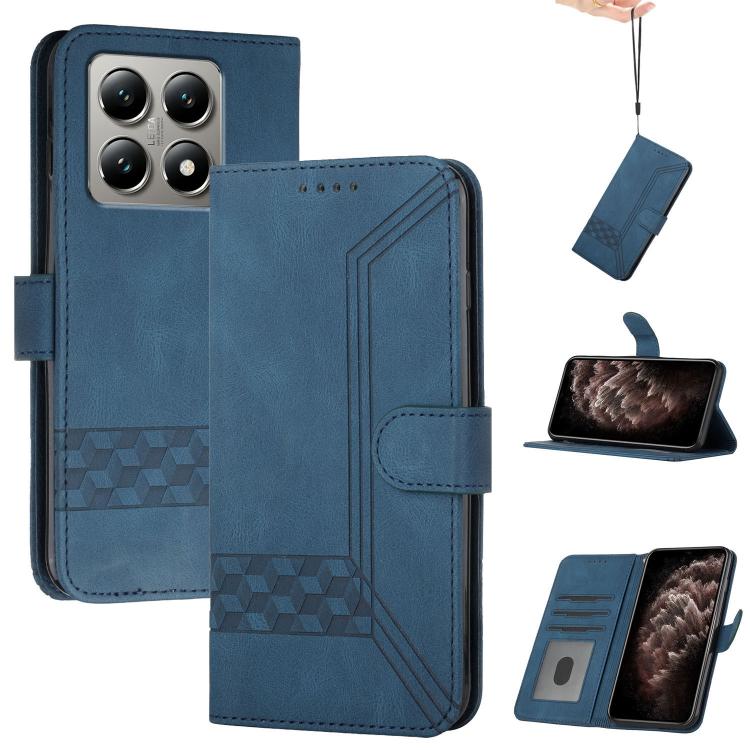 

For Xiaomi 15T Pro 5G Cubic Skin Feel Flip Leather Phone Case(Blue)