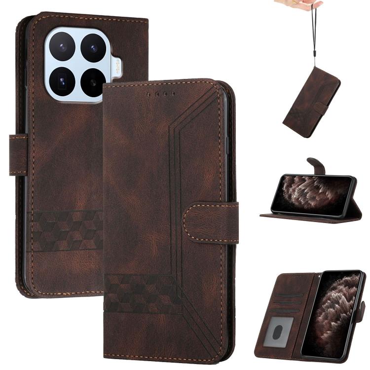 

For Xiaomi 17T 5G Cubic Skin Feel Flip Leather Phone Case(Brown)