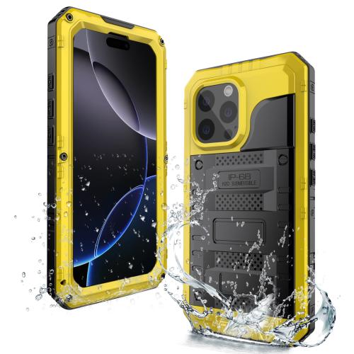 

For iPhone 16 Pro Four-proof Metal Hybrid Silicone Phone Case(Yellow)