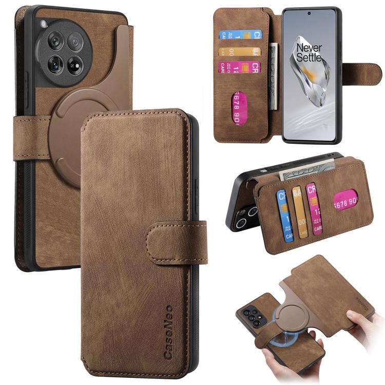 

For OnePlus 12 CaseNeo MagSafe RFID Anti-theft Retro Leather Phone Case(Brown)