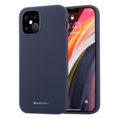 Sunsky For Iphone 12 Pro Max Goospery Silicone Solid Color Soft Liquid Silicone Shockproof Soft Tpu Case Navy Blue