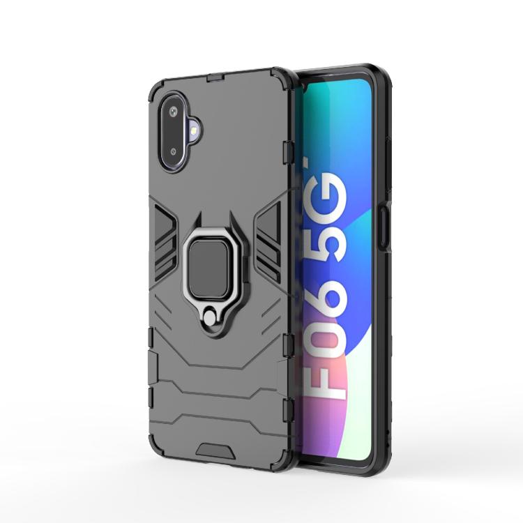 

For Samsung Galaxy F06 5G PC + TPU Shockproof Protective Phone Case with Magnetic Ring Holder(Black)