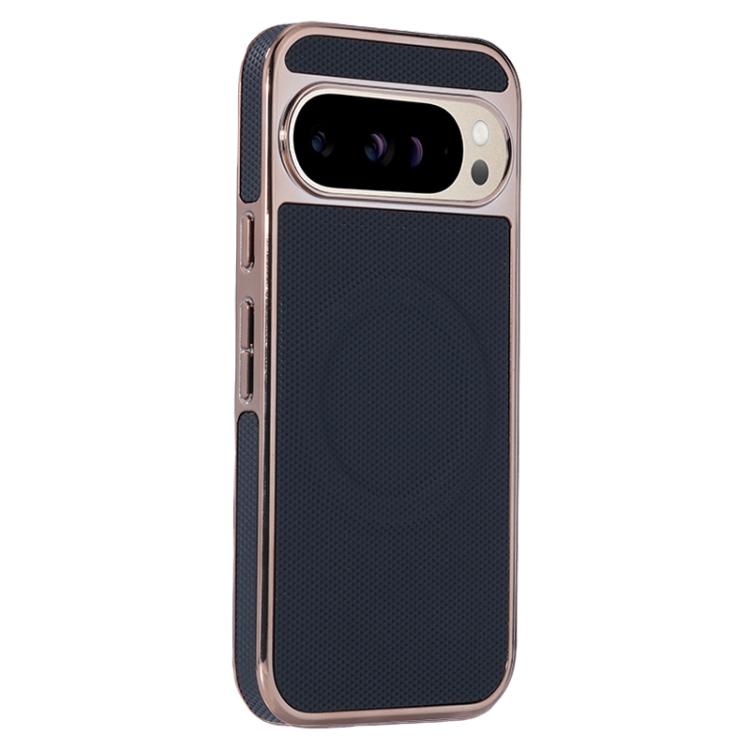 

For Google Pixel 9 Pro XL Electroplating Soft Side Sticker Leather MagSafe Phone Case(Black)