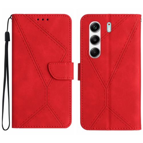 

For Tecno Camon 40 Pro 4G Stitching Embossed Leather Phone Case(Red)