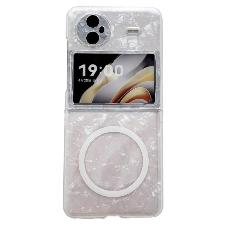 

For vivo X Flip Pearlescent Shell Texture MagSafe Phone Case(White)