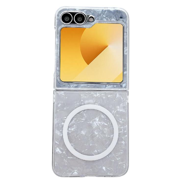 

For Samsung Galaxy Z Flip5 Pearlescent Shell Texture MagSafe Phone Case(White)