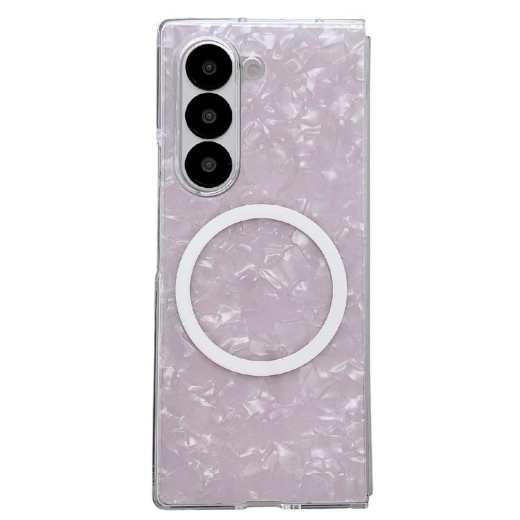 

For Samsung Galaxy Z Fold3 5G Pearlescent Shell Texture MagSafe Phone Case(Pink)