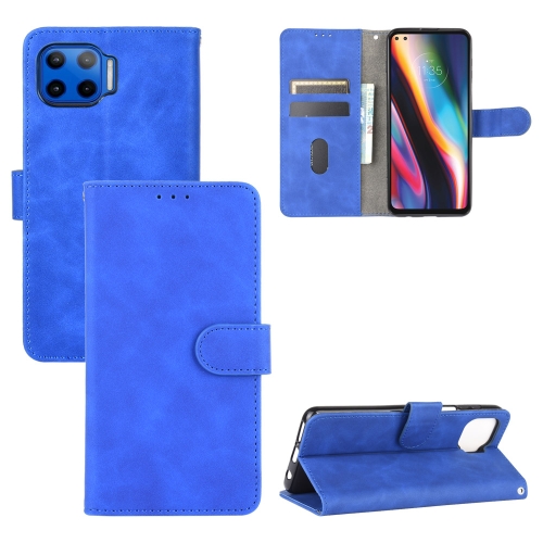 

For Motorola Moto G 5G Plus Solid Color Skin Feel Magnetic Buckle Horizontal Flip Calf Texture PU Leather Case with Holder & Card Slots & Wallet(Blue)