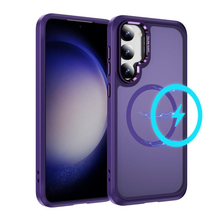 

For Samsung Galaxy S23 5G Hardware Lens Protection MagSafe Magnetic PC Hybrid TPU Phone Case(Purple)