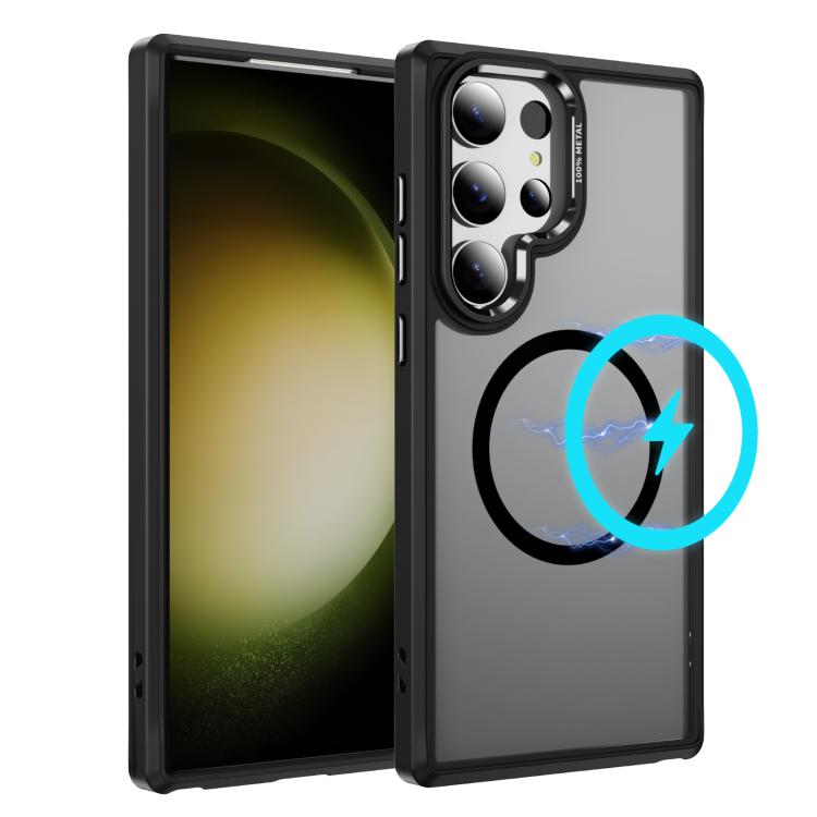 

For Samsung Galaxy S23 Ultra 5G Hardware Lens Protection MagSafe Magnetic PC Hybrid TPU Phone Case(Black)
