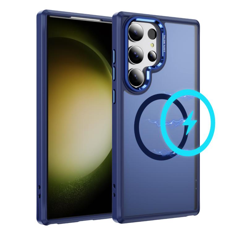 

For Samsung Galaxy S23 Ultra 5G Hardware Lens Protection MagSafe Magnetic PC Hybrid TPU Phone Case(Blue)