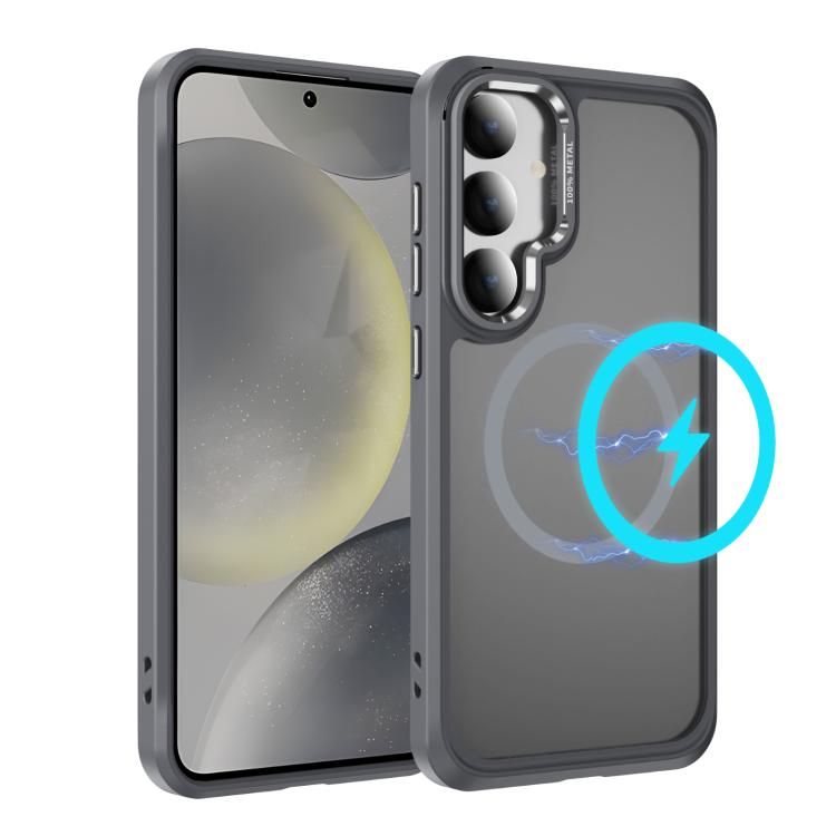 

For Samsung Galaxy S24+ / S25+ 5G Hardware Lens Protection MagSafe Magnetic PC Hybrid TPU Phone Case(Grey)