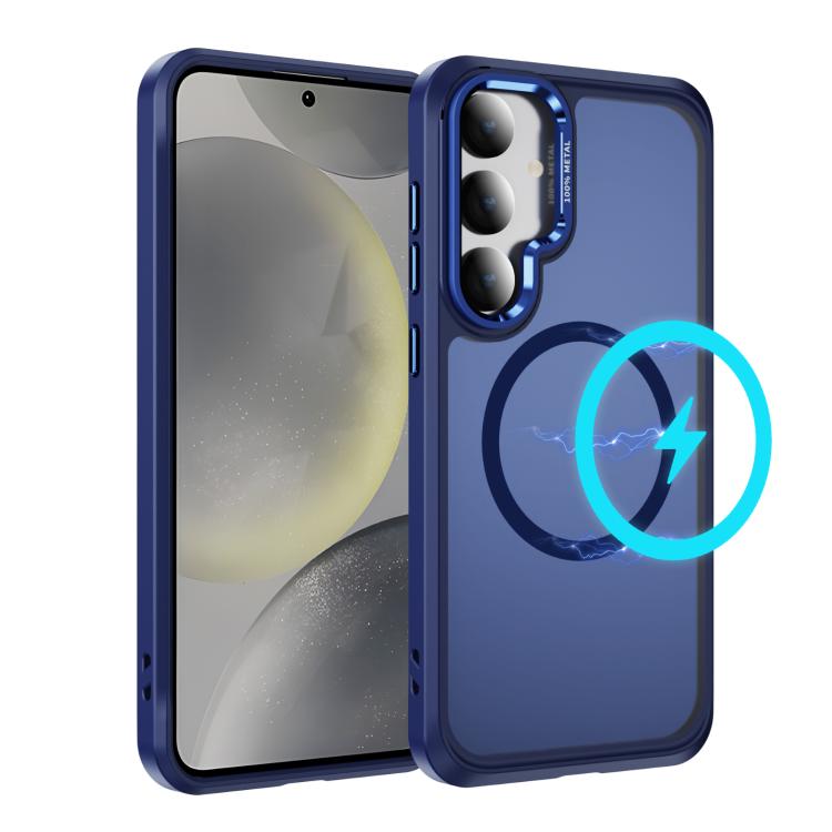 

For Samsung Galaxy S24+ / S25+ 5G Hardware Lens Protection MagSafe Magnetic PC Hybrid TPU Phone Case(Blue)