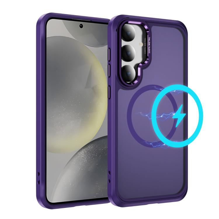 

For Samsung Galaxy S24+ / S25+ 5G Hardware Lens Protection MagSafe Magnetic PC Hybrid TPU Phone Case(Purple)