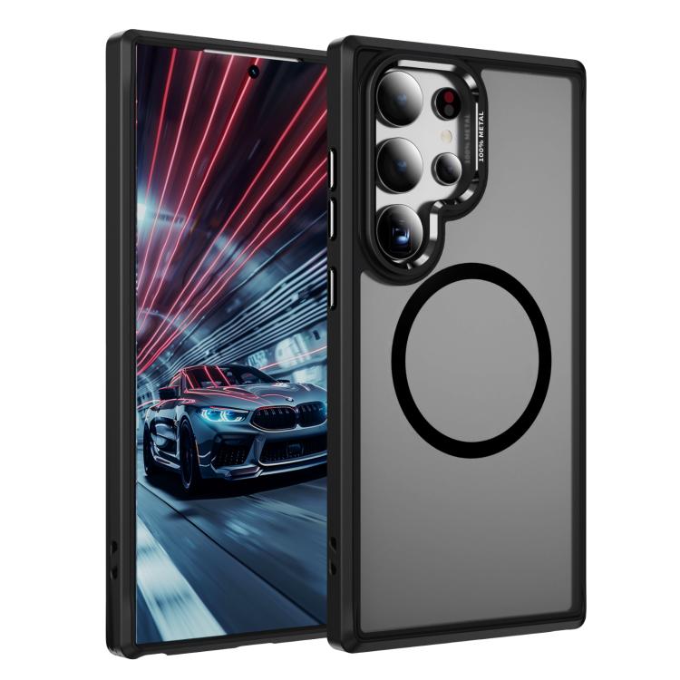

For Samsung Galaxy S24 Ultra 5G Hardware Lens Protection MagSafe Magnetic PC Hybrid TPU Phone Case(Black)