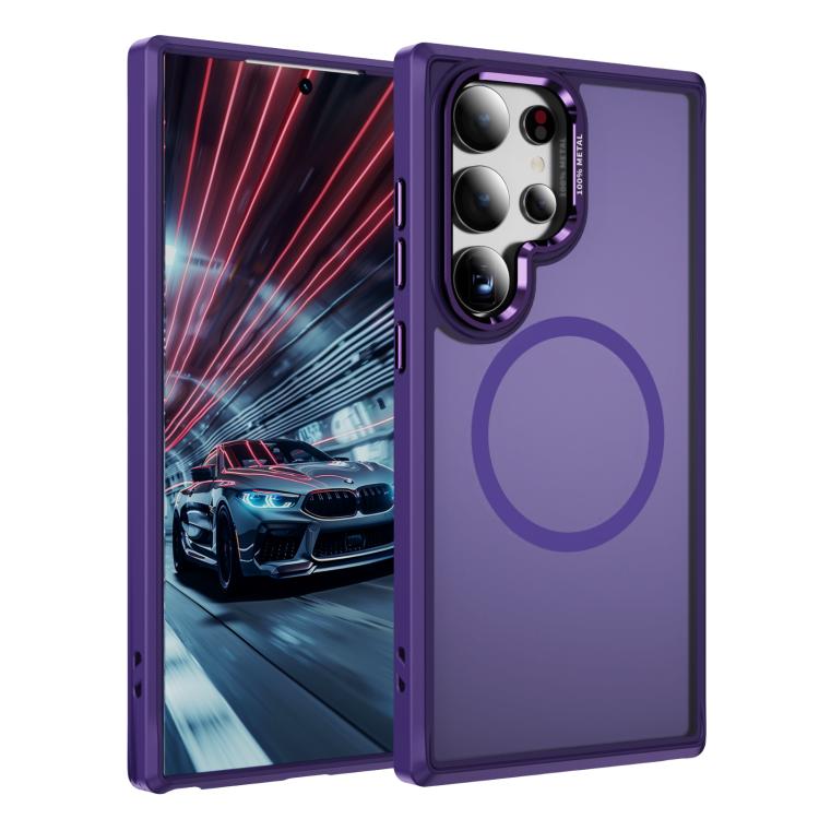

For Samsung Galaxy S24 Ultra 5G Hardware Lens Protection MagSafe Magnetic PC Hybrid TPU Phone Case(Purple)