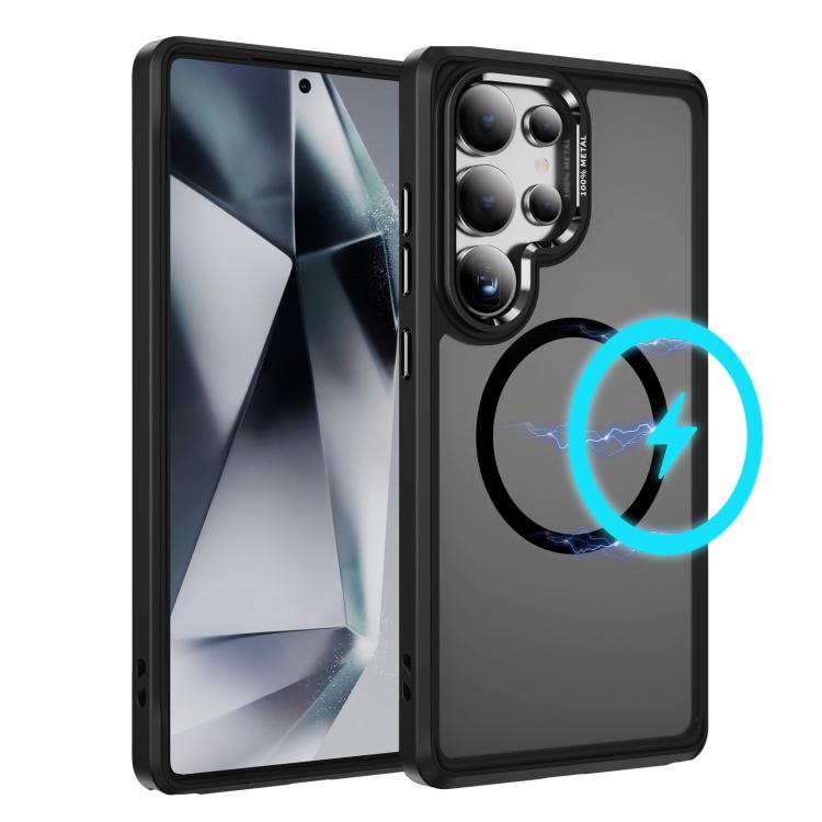 

For Samsung Galaxy S25 Ultra 5G Hardware Lens Protection MagSafe Magnetic PC Hybrid TPU Phone Case(Black)