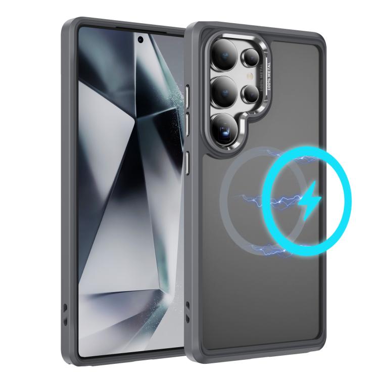 

For Samsung Galaxy S25 Ultra 5G Hardware Lens Protection MagSafe Magnetic PC Hybrid TPU Phone Case(Grey)