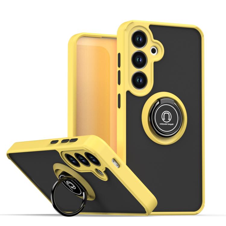 

For Samsung Galaxy S25 / S24 5G Q Shadow 1 Series TPU + PC Phone Case with Ring(Yellow)