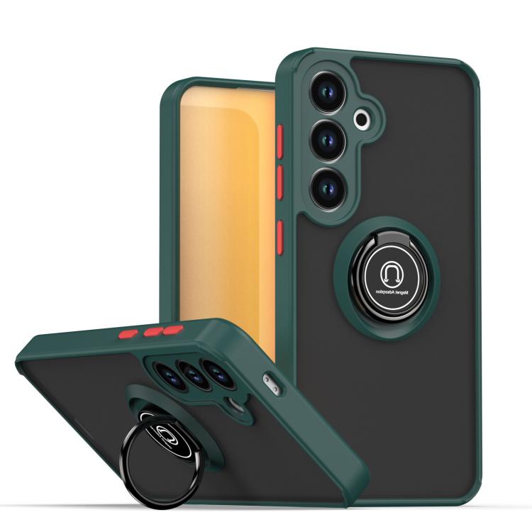 

For Samsung Galaxy S25+ / S24+ 5G Q Shadow 1 Series TPU + PC Phone Case with Ring(Dark Green)