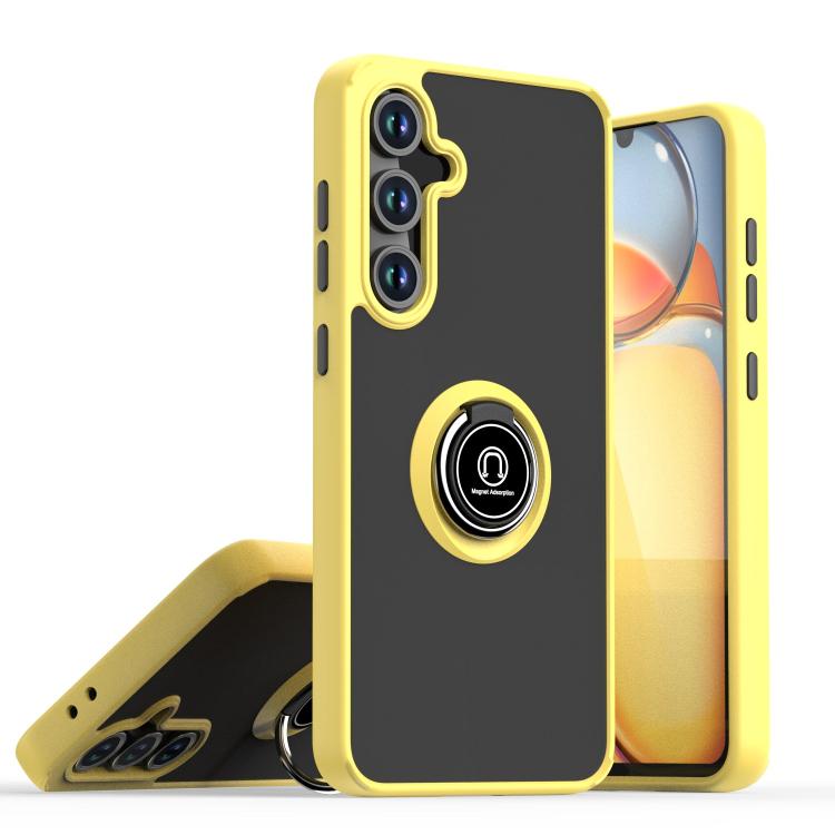

For Samsung Galaxy S24 FE 5G Q Shadow 1 Series TPU + PC Phone Case with Ring(Yellow)