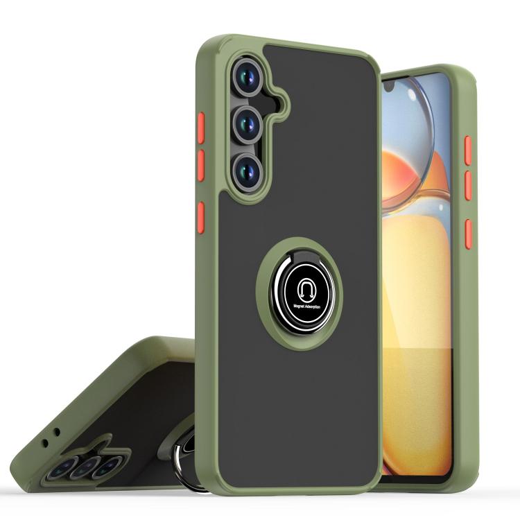 

For Samsung Galaxy S24 FE 5G Q Shadow 1 Series TPU + PC Phone Case with Ring(Army Green)