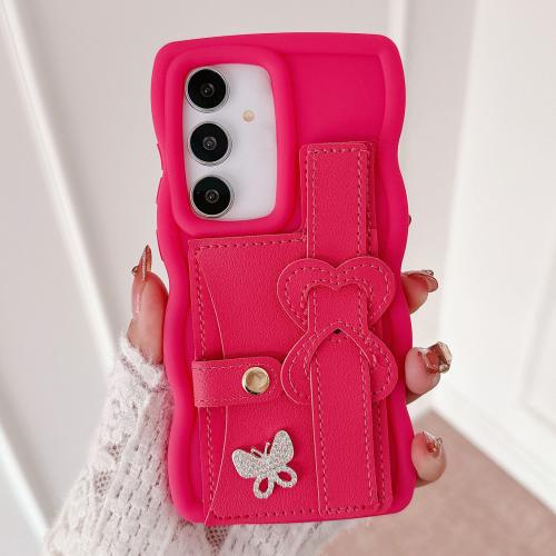 

For Samsung Galaxy A36 5G / A56 Wristband Leather Love Holder Card Bag Phone Case(Rose Red)