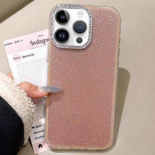 

For iPhone 13 Pro Rhinestone-Embedded Camera Frame Glitter Full Coverage Phone Case(Brown)