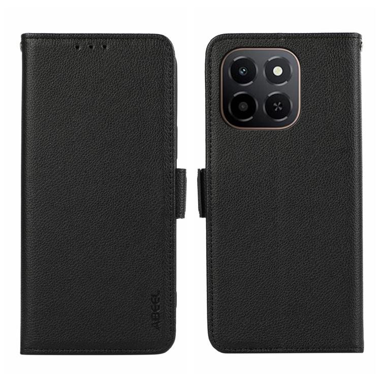 

For Honor X6c 4G ABEEL Side-Magnetic Litchi Pattern Leather RFID Phone Case(Black)
