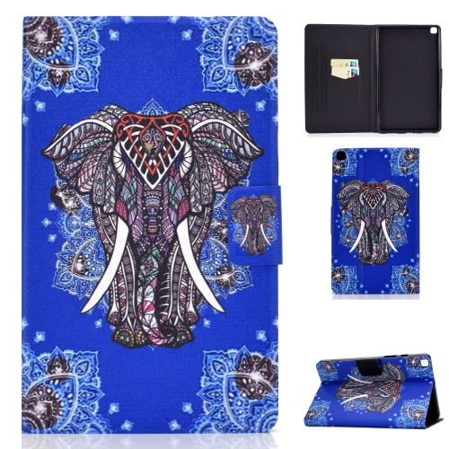 

For Samsung Galaxy Tab A7 10.4 2020 T500 Colored Drawing Electric Pressed Horizontal Flip Leather Case, with Holder & Card Slots(Elephant)