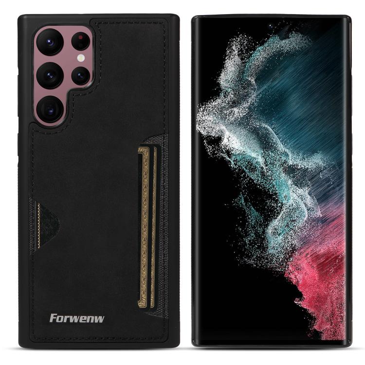 

For Samsung Galaxy S22 Ultra 5G Forwenw F5 Series Integrated Card Bag Phone Case(Black)