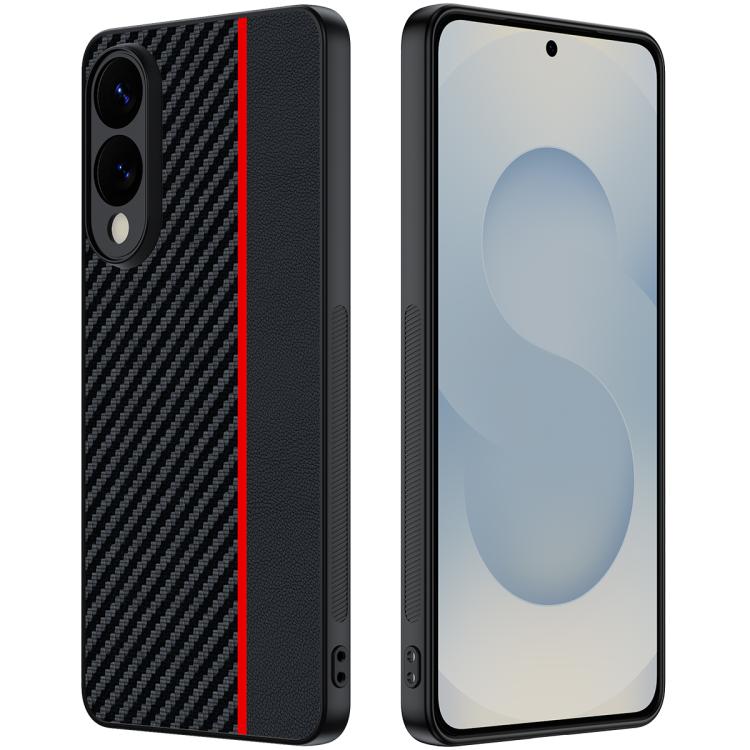 

For Samsung Galaxy S25 Edge 5G Carbon Fiber Texture Printing Phone Case(Black Red)