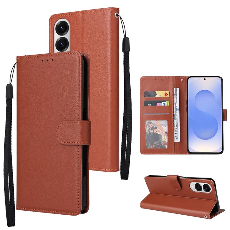 

For Samsung Galaxy S25 Edge 5G 3-Card Slots Multifunctional Leather Phone Case(Brown)
