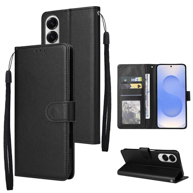 

For Samsung Galaxy S25 Edge 5G 3-Card Slots Multifunctional Leather Phone Case(Black)