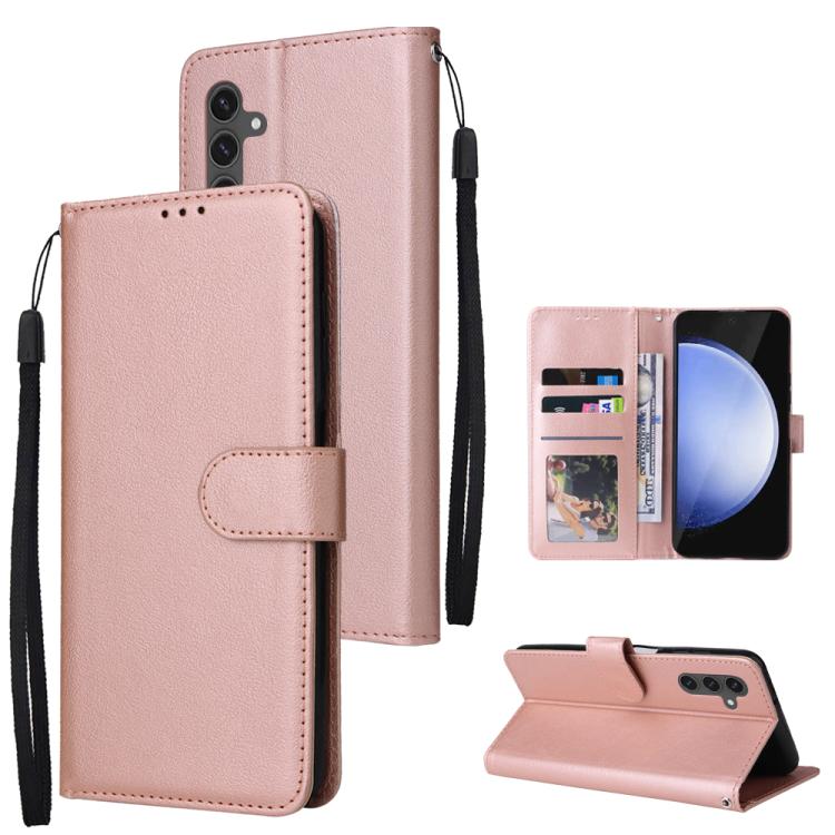 

For Samsung Galaxy S25 FE 5G 3-Card Slots Multifunctional Leather Phone Case(Rose Gold)