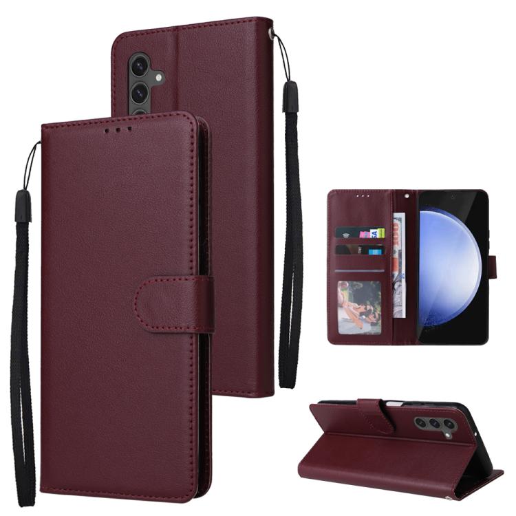 

For Samsung Galaxy S25 FE 5G 3-Card Slots Multifunctional Leather Phone Case(Wine Red)